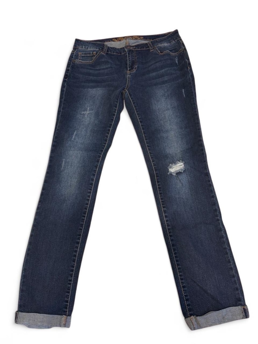 Wax Jean Dark Wash Distressed Skinny/Straight Jeans - Size 13